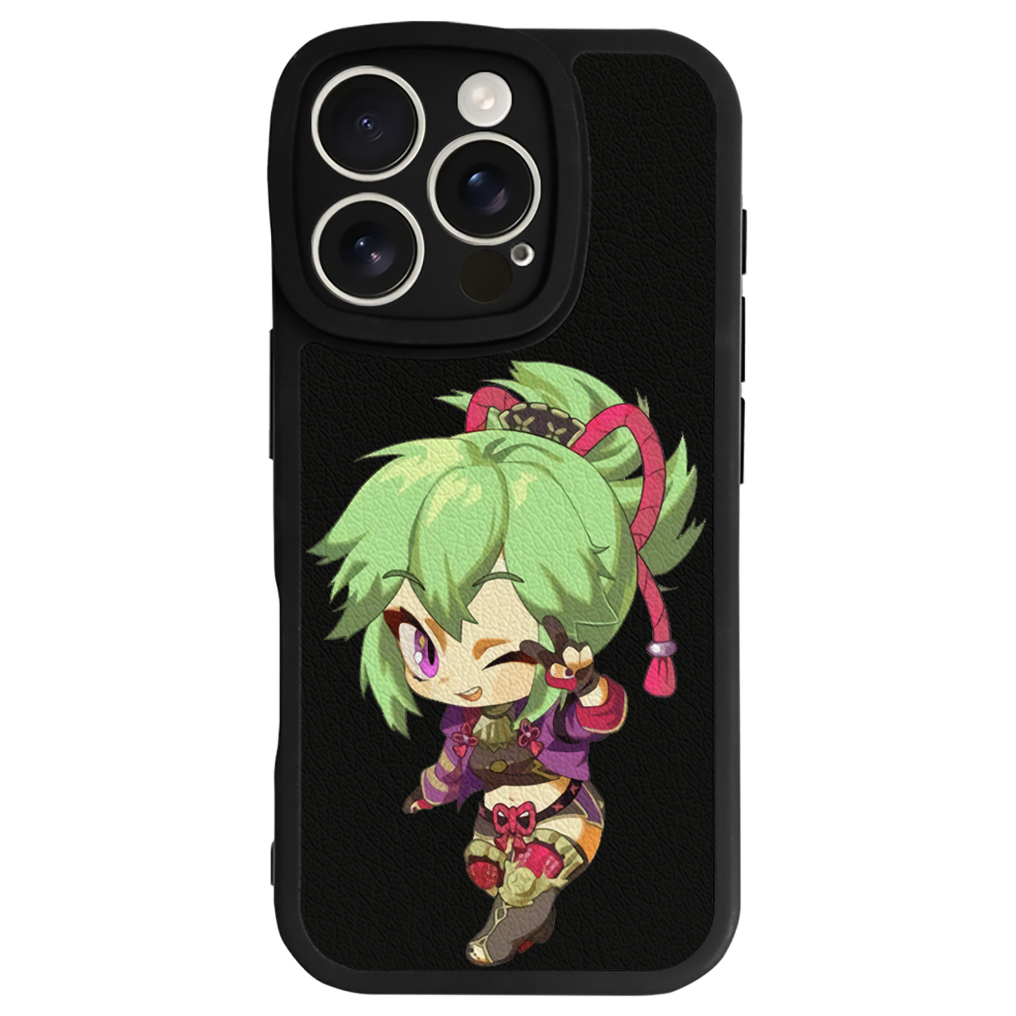 げんし神  久岐忍 くき しのぶ genshin Kuki Shinobu 【iPhone 16シリーズ対応】シリコンスマホケース（レザー調） 材質：シリコン